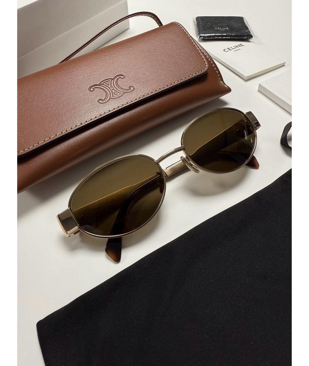 CELINE Золотые металлические солнцезащитные очки, фото 2