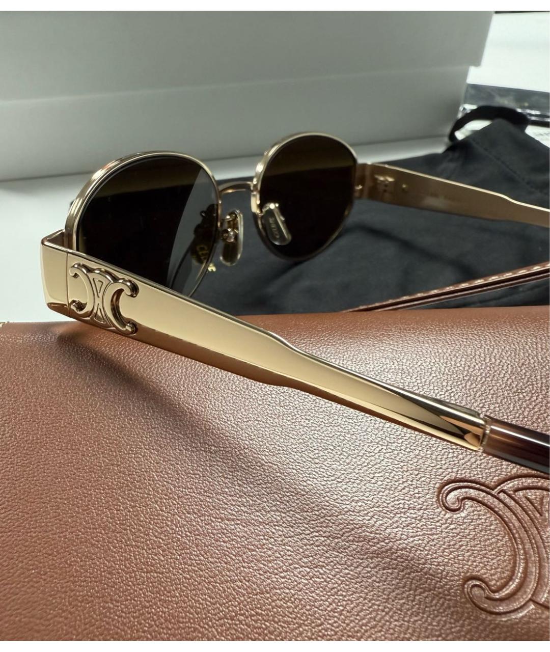 CELINE Золотые металлические солнцезащитные очки, фото 4