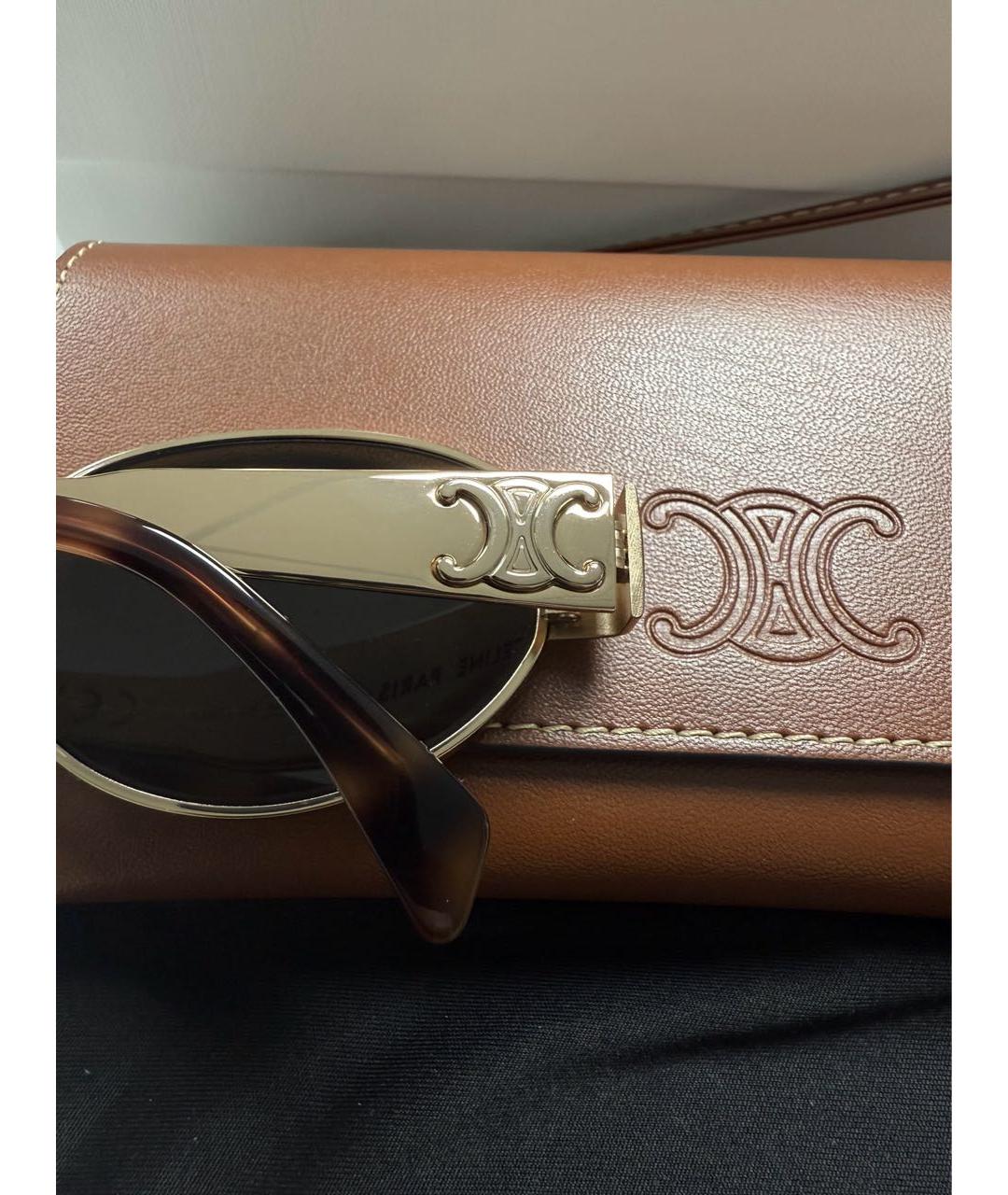 CELINE Золотые металлические солнцезащитные очки, фото 8