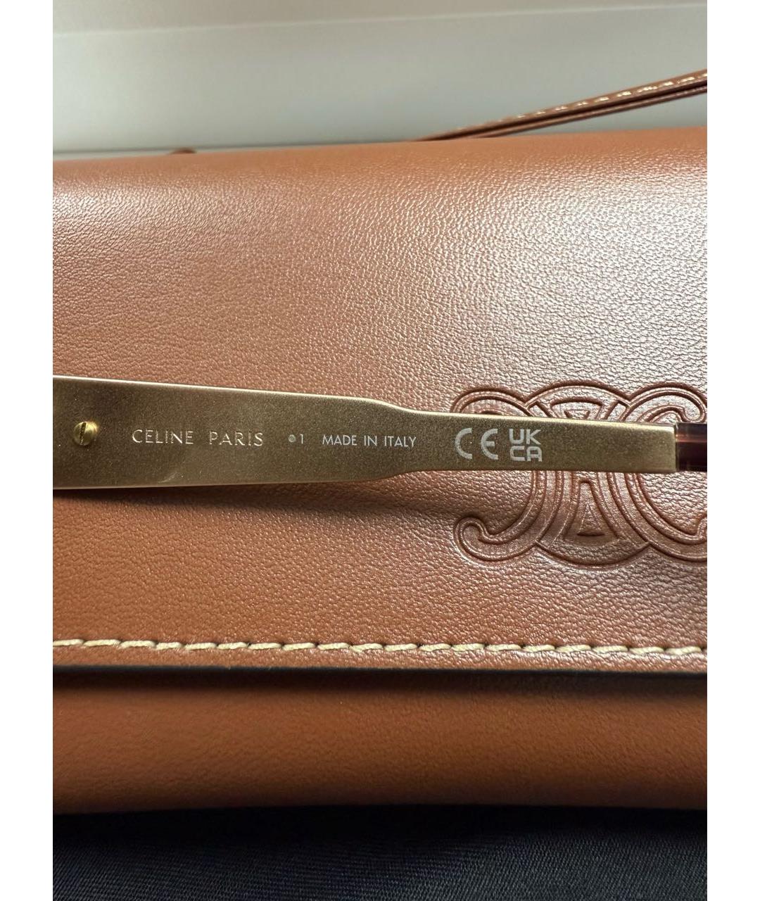 CELINE Золотые металлические солнцезащитные очки, фото 6