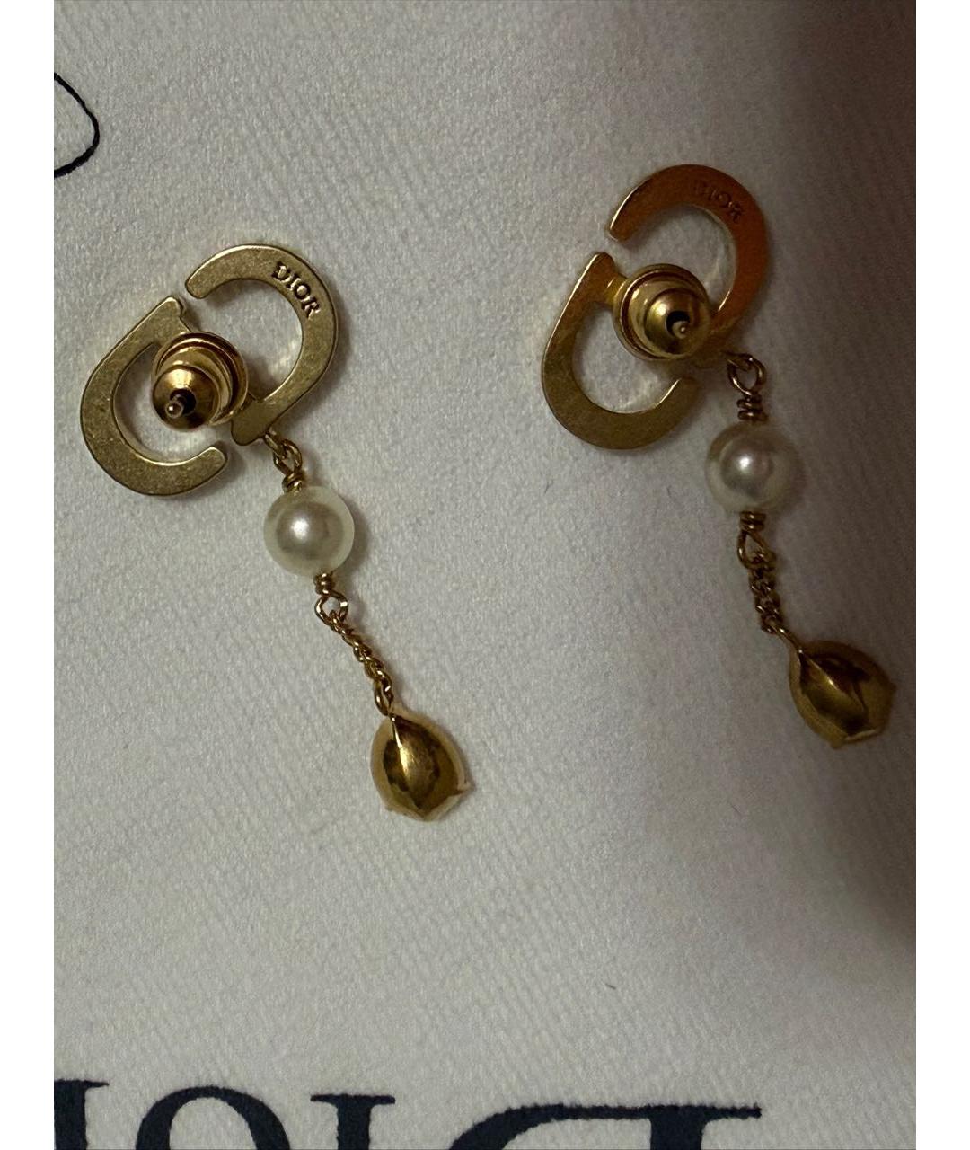 CHRISTIAN DIOR Золотые металлические серьги, фото 2