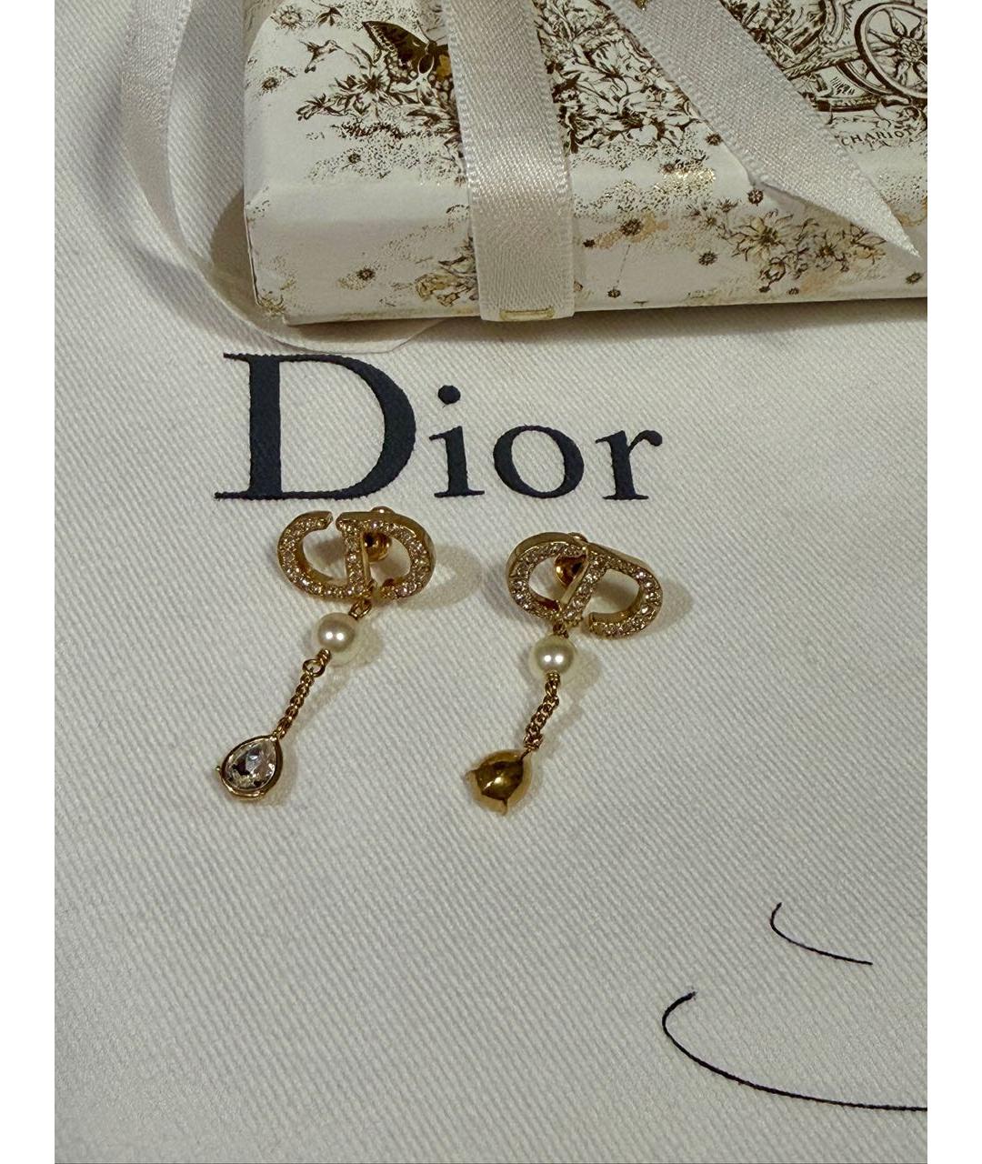 CHRISTIAN DIOR Золотые металлические серьги, фото 4