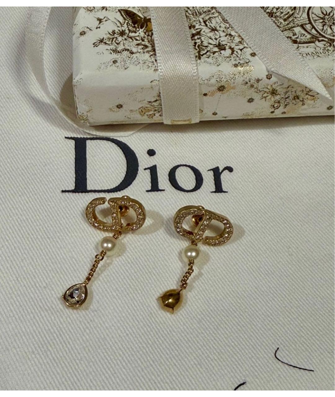 CHRISTIAN DIOR Золотые металлические серьги, фото 6