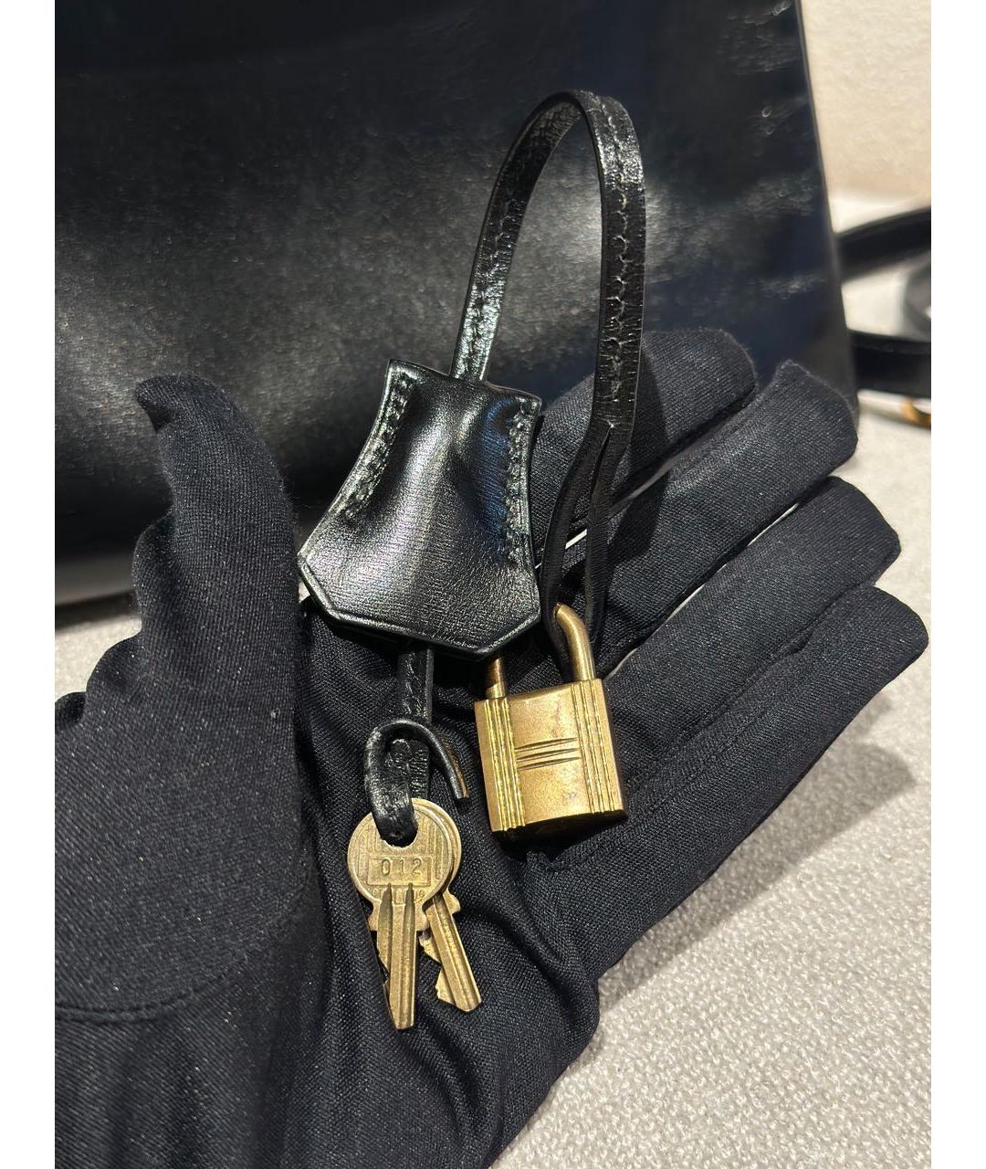 HERMES Черная кожаная сумка с короткими ручками, фото 7