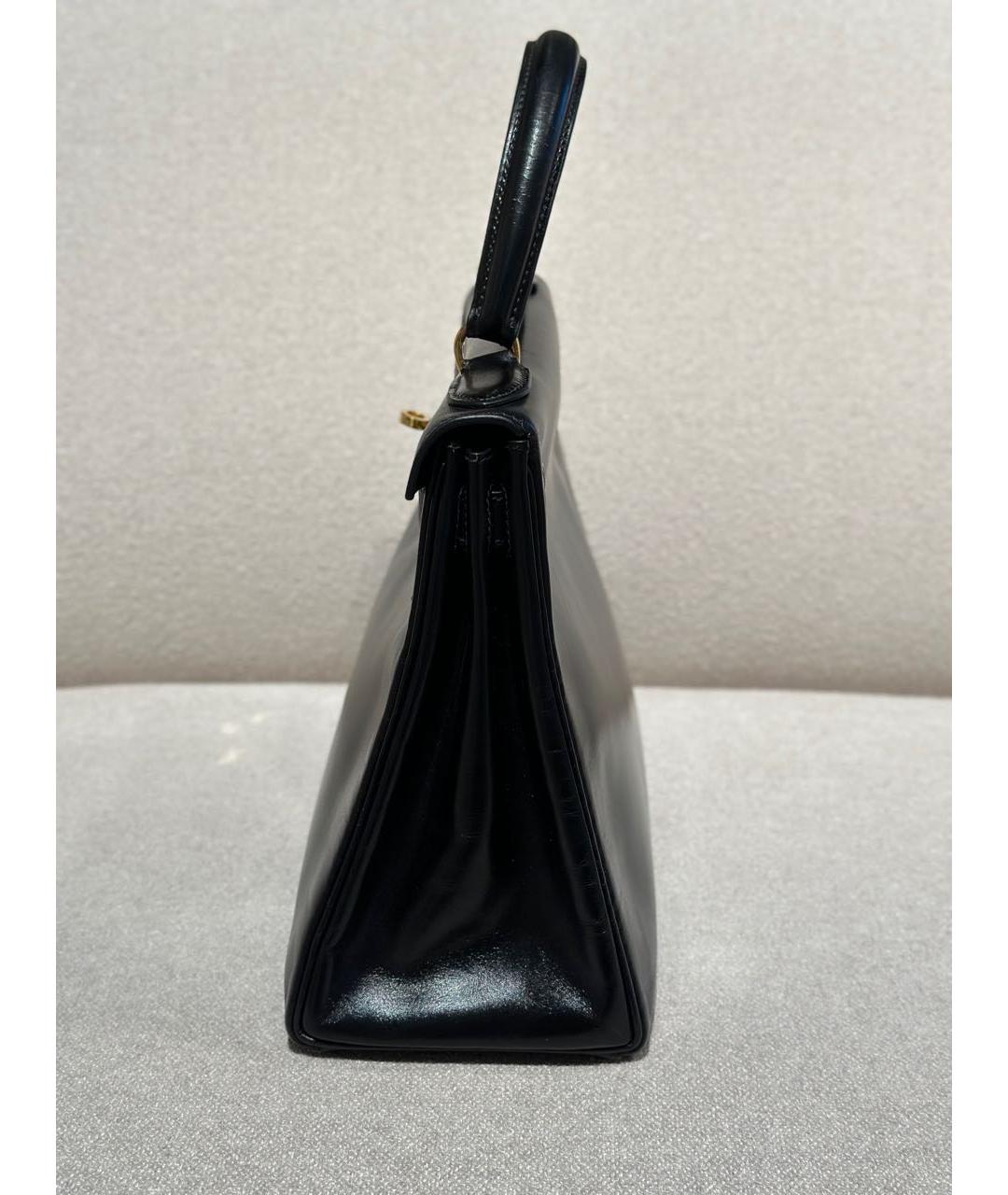 HERMES Черная кожаная сумка с короткими ручками, фото 2