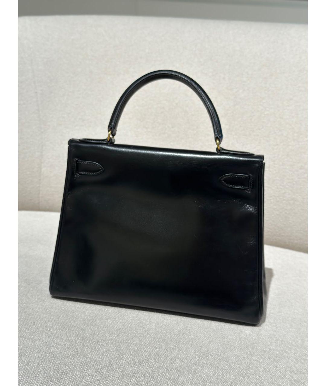 HERMES Черная кожаная сумка с короткими ручками, фото 3