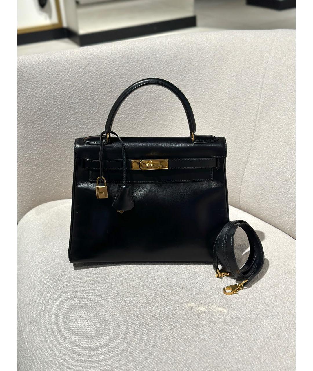 HERMES Черная кожаная сумка с короткими ручками, фото 9