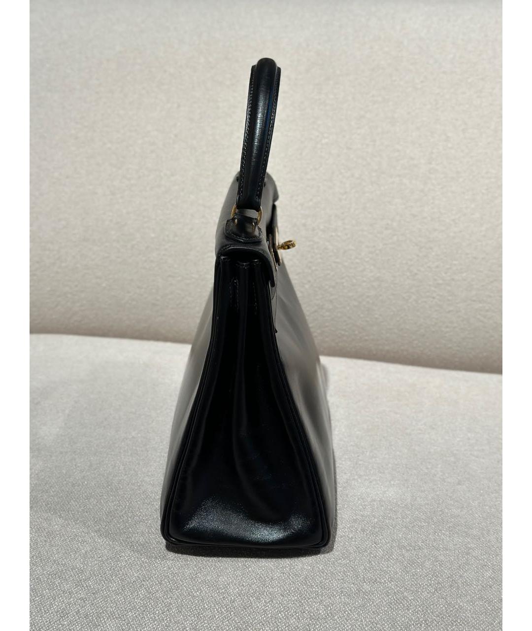 HERMES Черная кожаная сумка с короткими ручками, фото 4