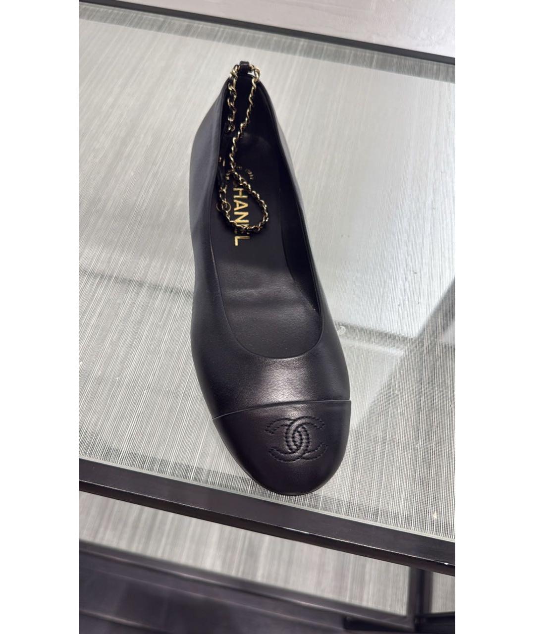 CHANEL Черные кожаные балетки, фото 4