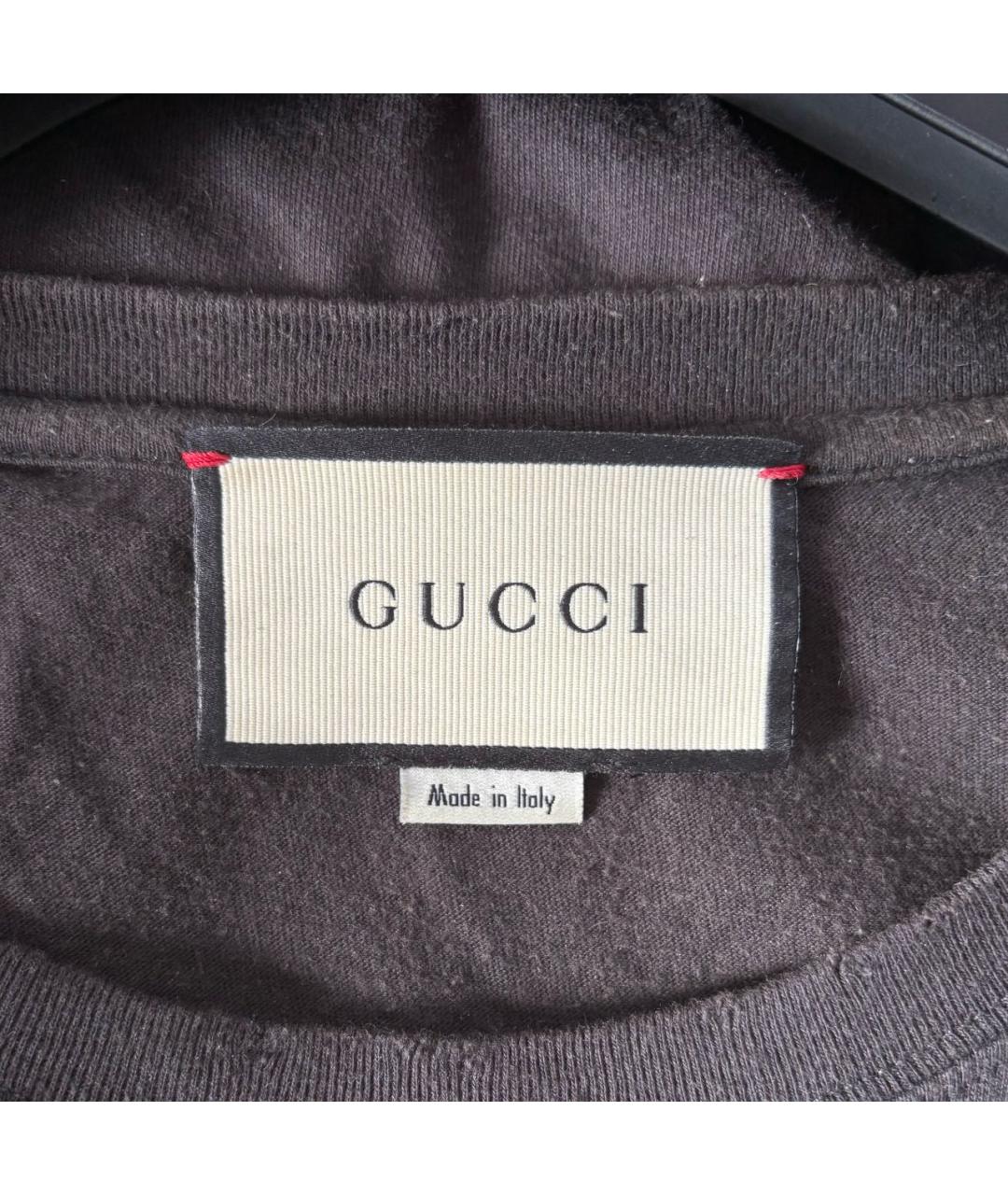 GUCCI Антрацитовая хлопковая футболка, фото 4