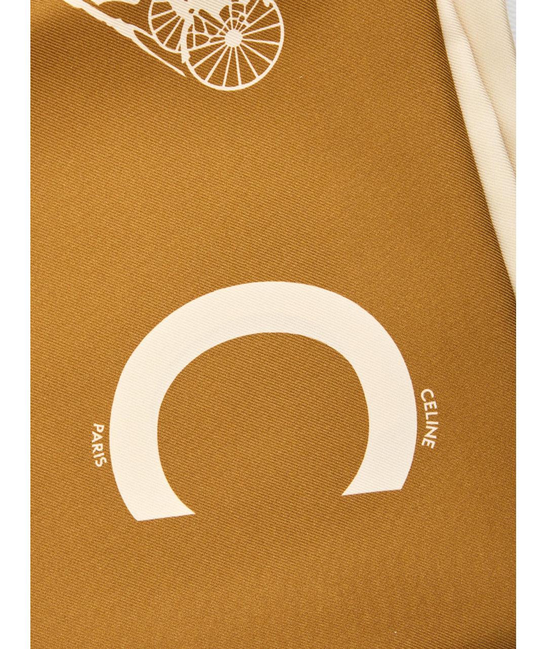 CELINE Бежевый шелковый шарф, фото 2