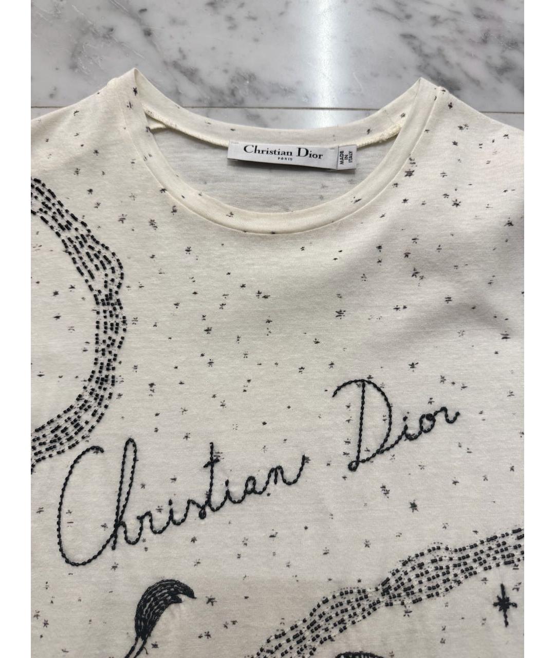 CHRISTIAN DIOR Белая хлопковая футболка, фото 2