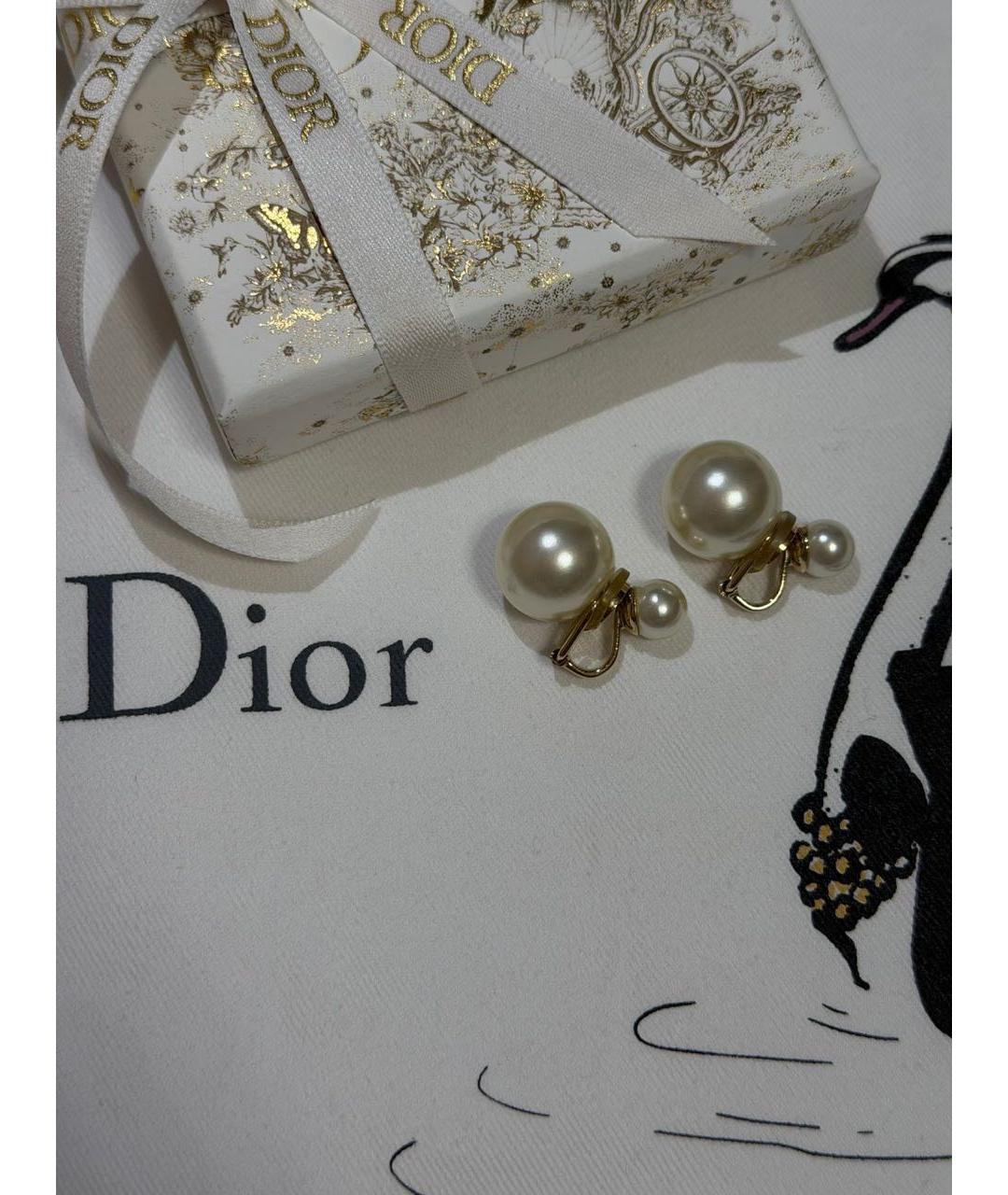 CHRISTIAN DIOR Золотые металлические клипсы, фото 2