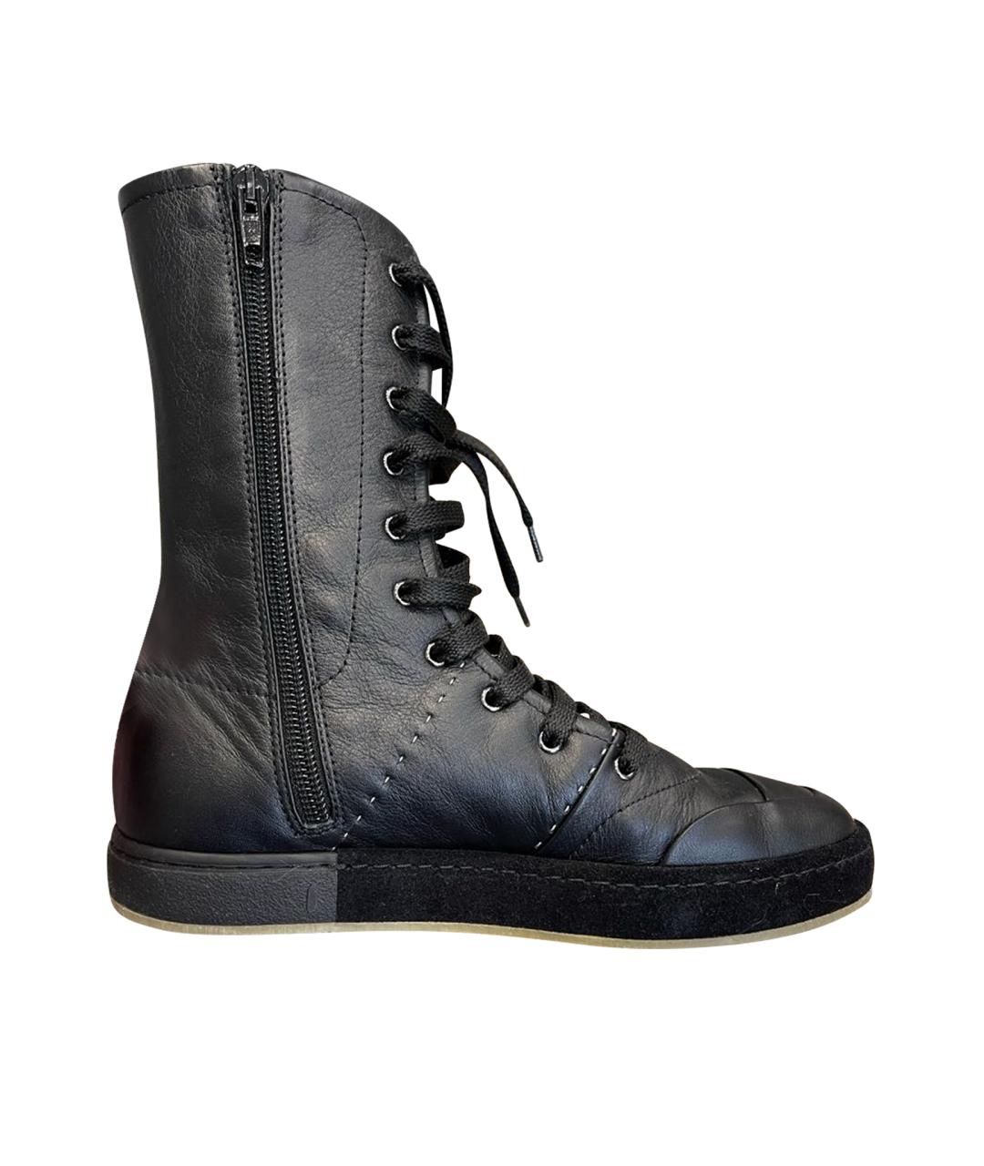 MAX MARA Черные кожаные ботинки, фото 1