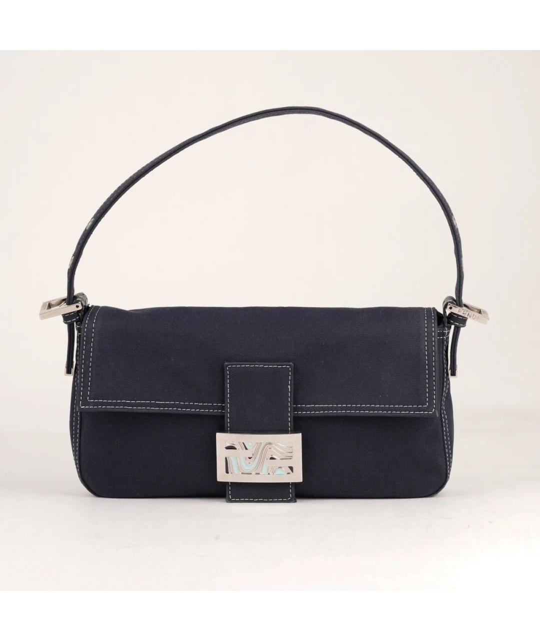 FENDI Темно-синяя деним сумка с короткими ручками, фото 9