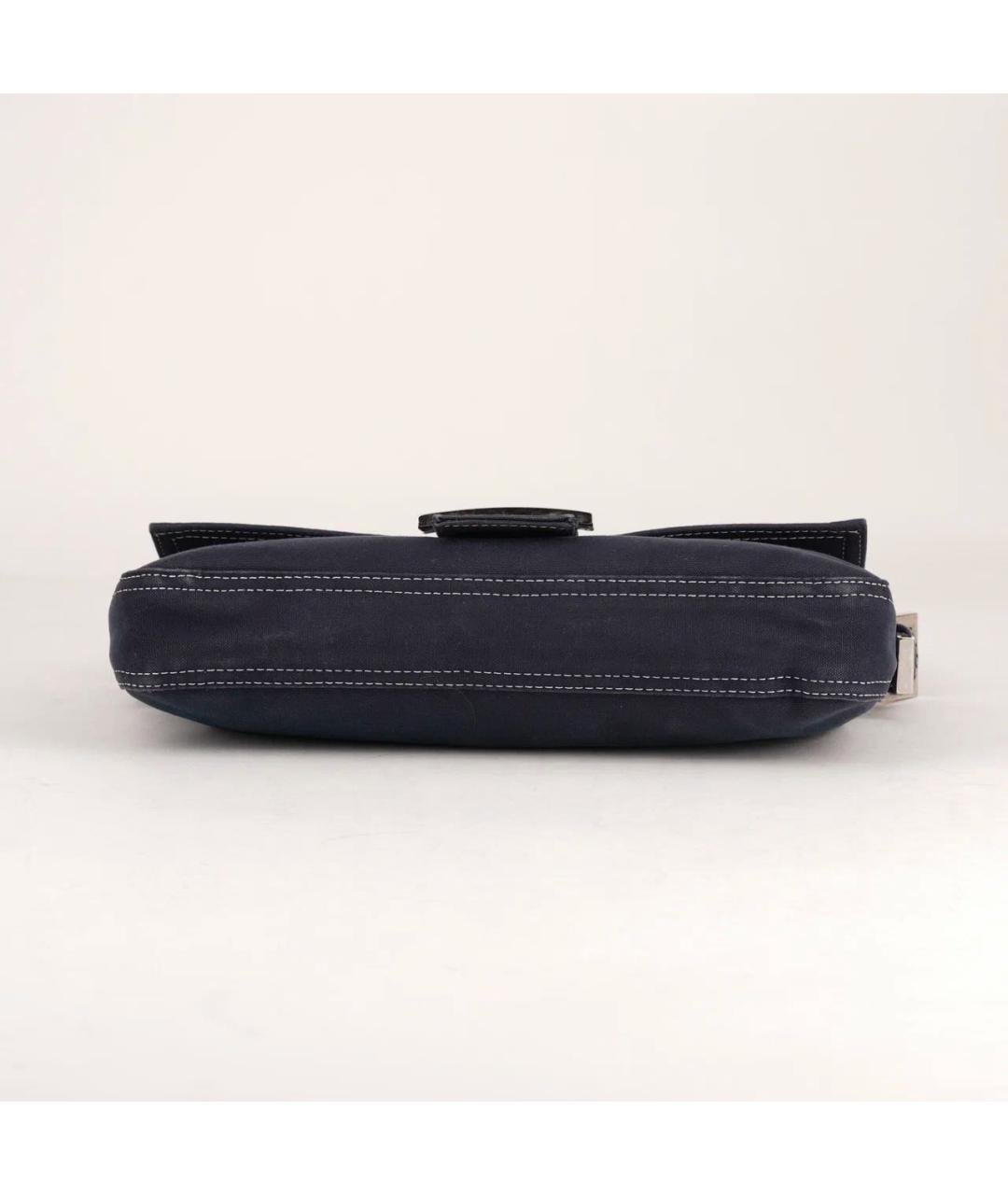 FENDI Темно-синяя деним сумка с короткими ручками, фото 5
