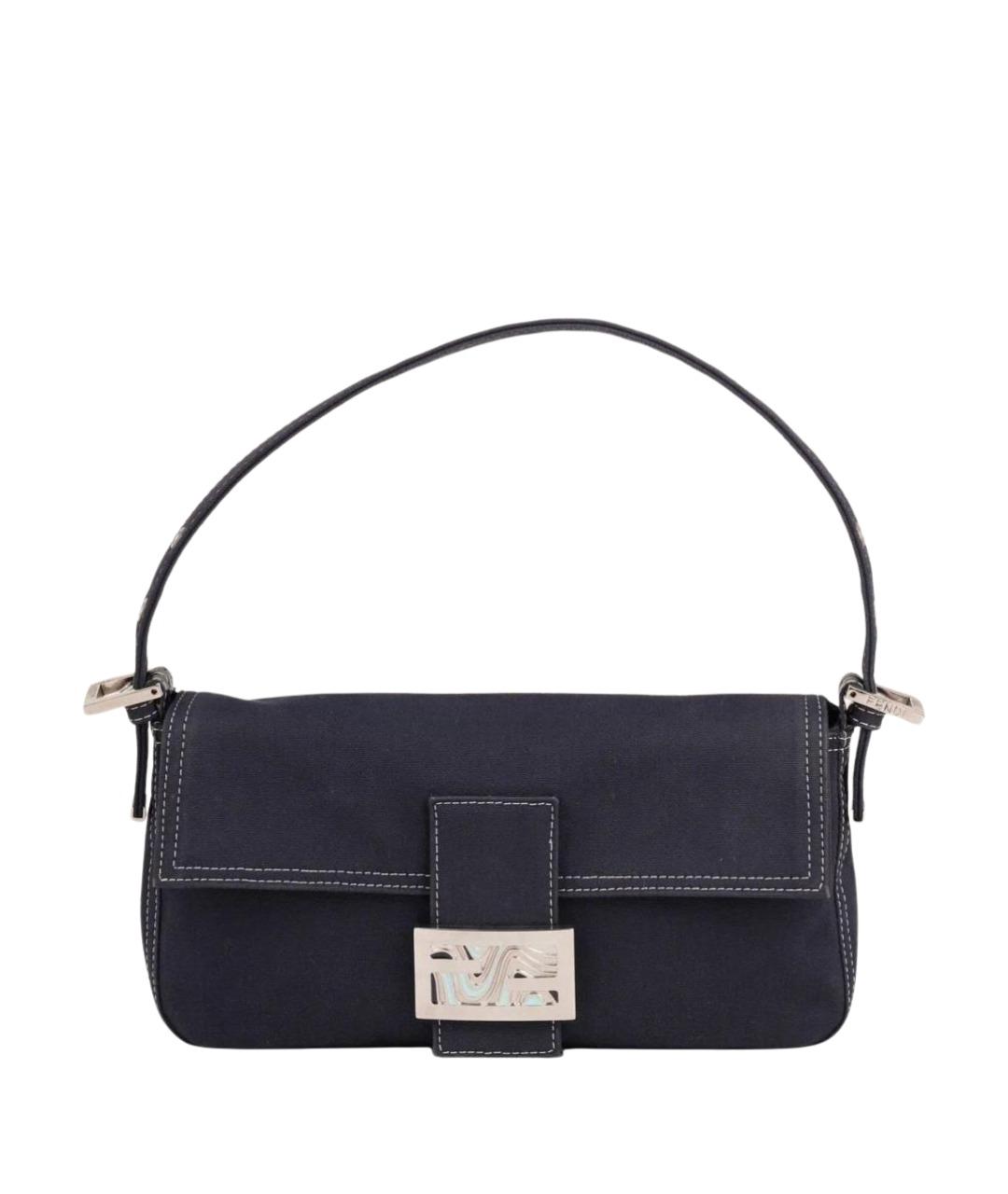 FENDI Темно-синяя деним сумка с короткими ручками, фото 1