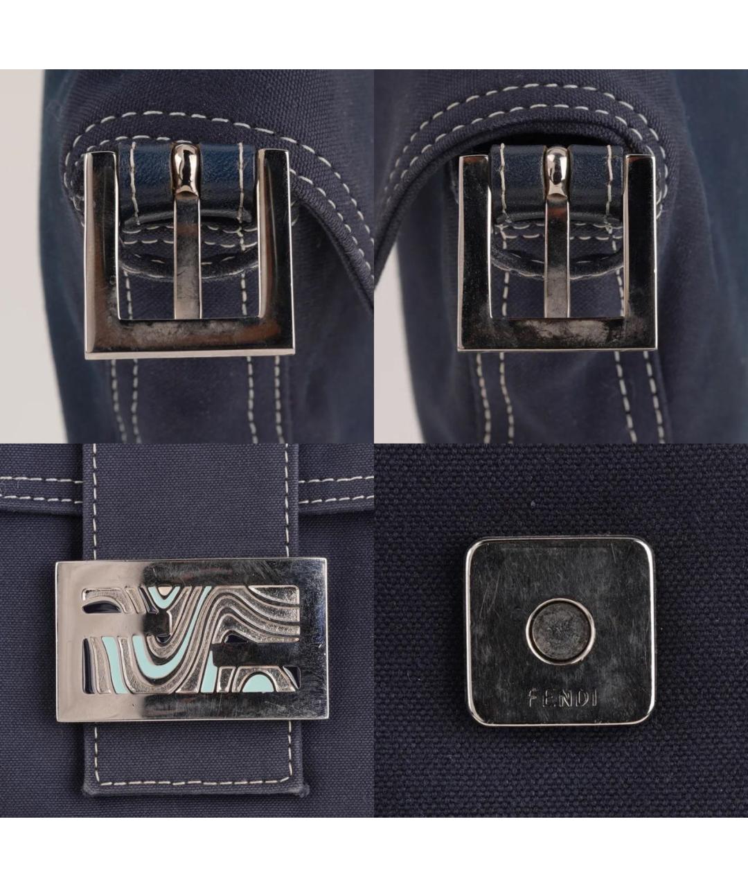 FENDI Темно-синяя деним сумка с короткими ручками, фото 7