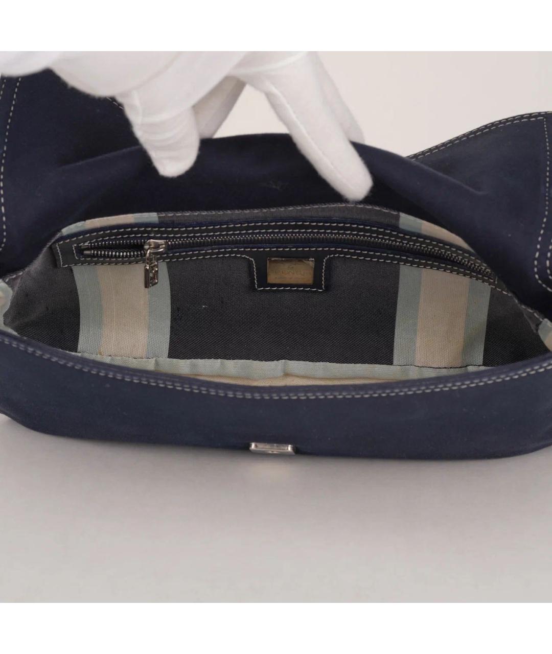 FENDI Темно-синяя деним сумка с короткими ручками, фото 6