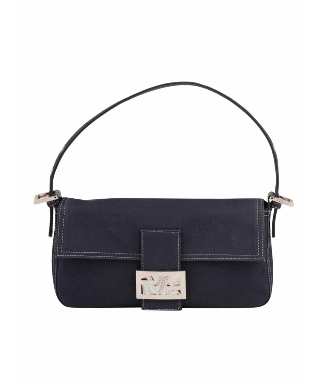 FENDI Темно-синяя деним сумка с короткими ручками, фото 1