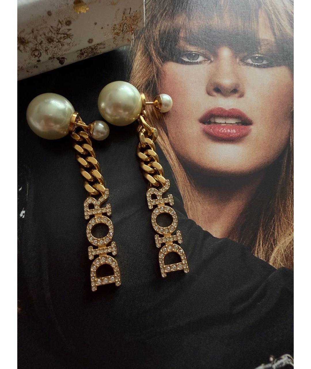 CHRISTIAN DIOR Золотые металлические серьги, фото 6