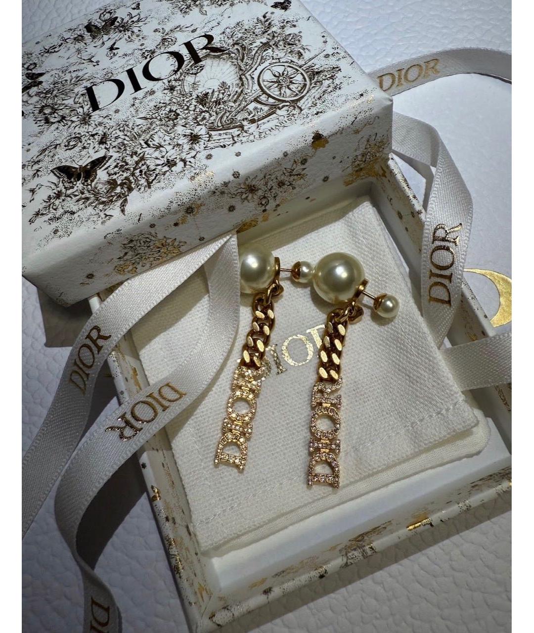 CHRISTIAN DIOR Золотые металлические серьги, фото 2