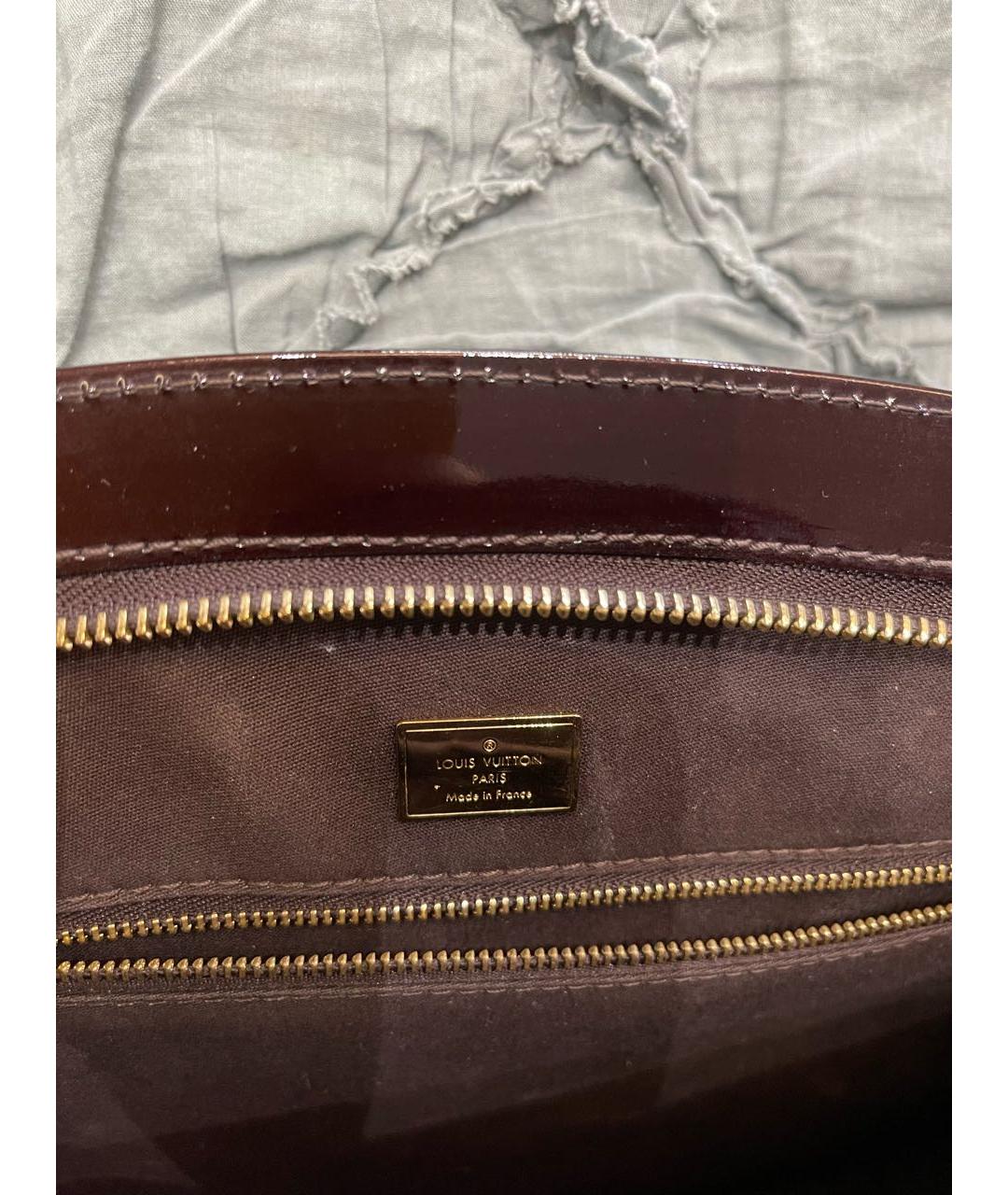 LOUIS VUITTON Бордовая сумка тоут из лакированной кожи, фото 6