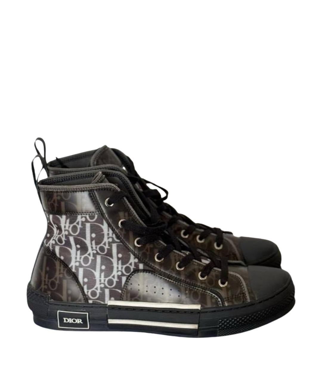 CHRISTIAN DIOR Коричневые текстильные высокие кроссовки / кеды, фото 1