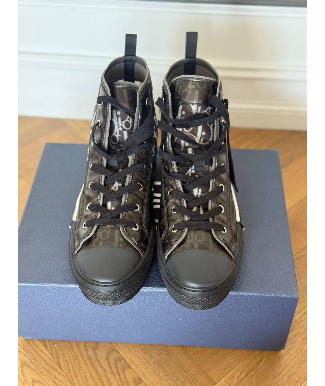 CHRISTIAN DIOR Коричневые текстильные высокие кроссовки / кеды, фото 2