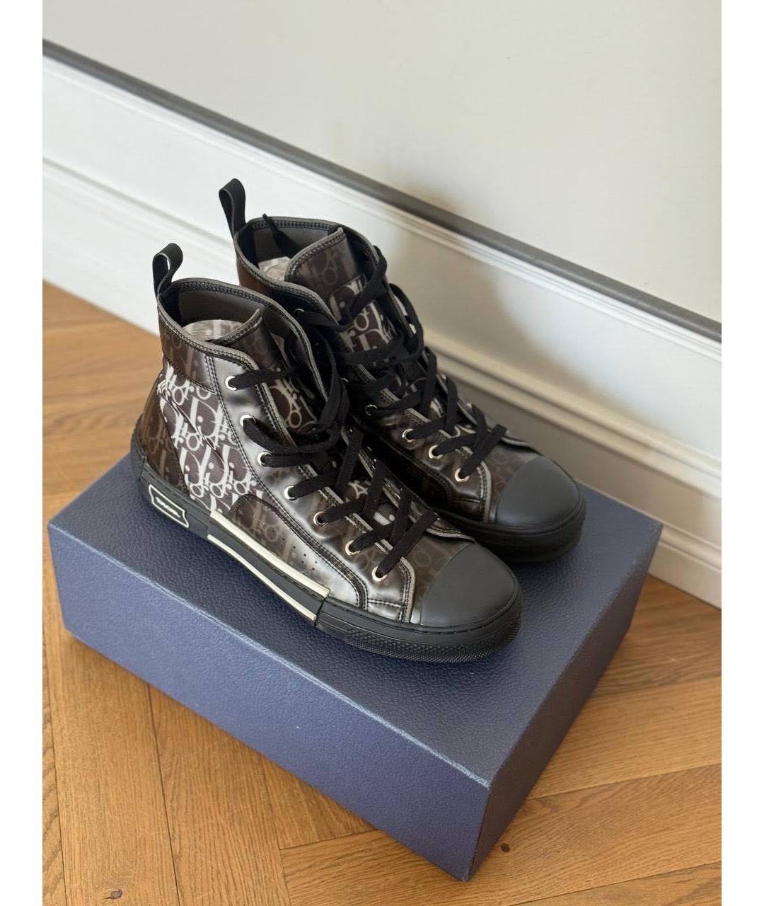 CHRISTIAN DIOR Коричневые текстильные высокие кроссовки / кеды, фото 3