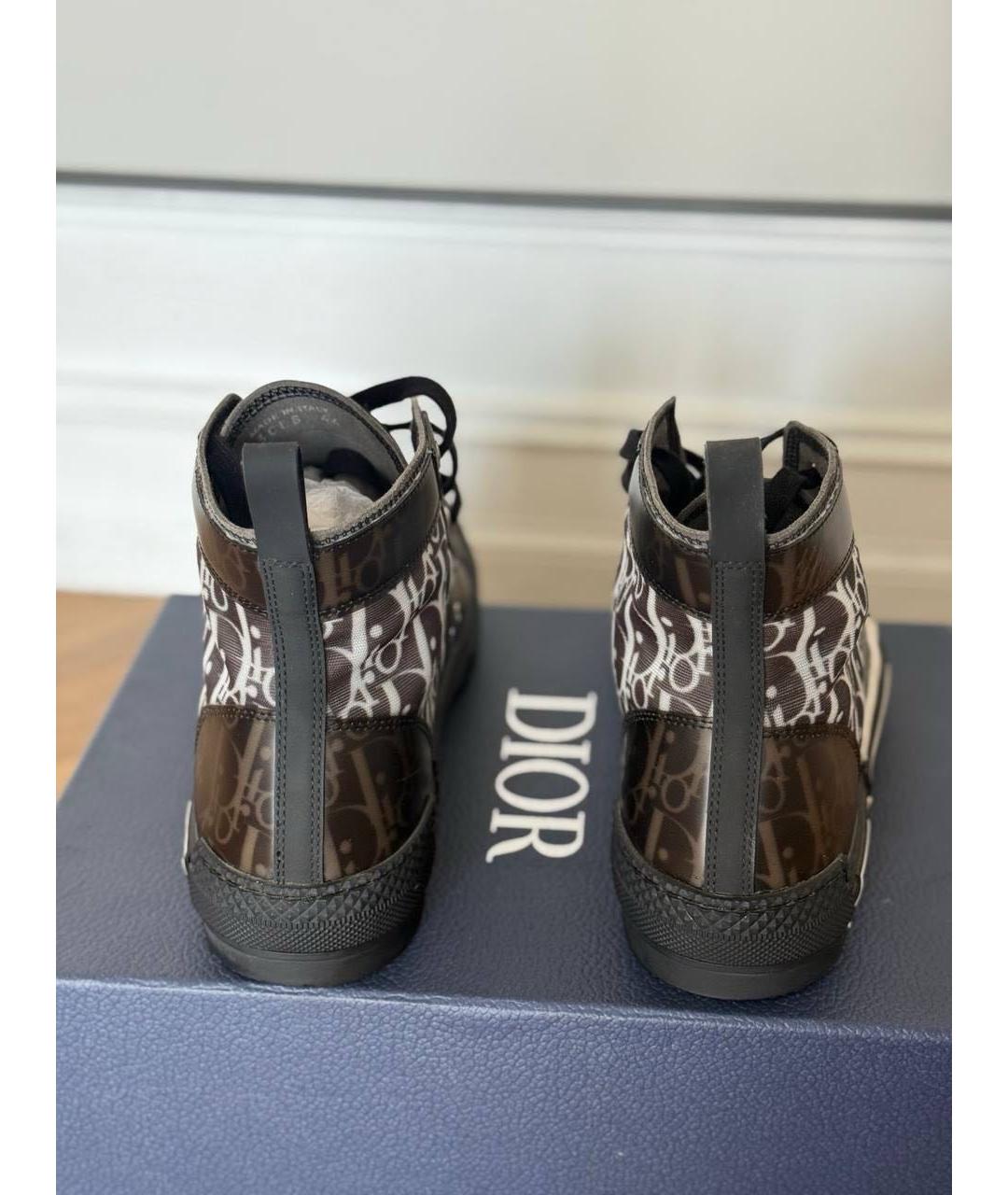 CHRISTIAN DIOR Коричневые текстильные высокие кроссовки / кеды, фото 4