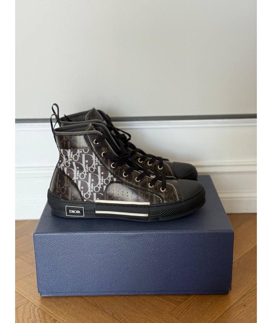 CHRISTIAN DIOR Коричневые текстильные высокие кроссовки / кеды, фото 9