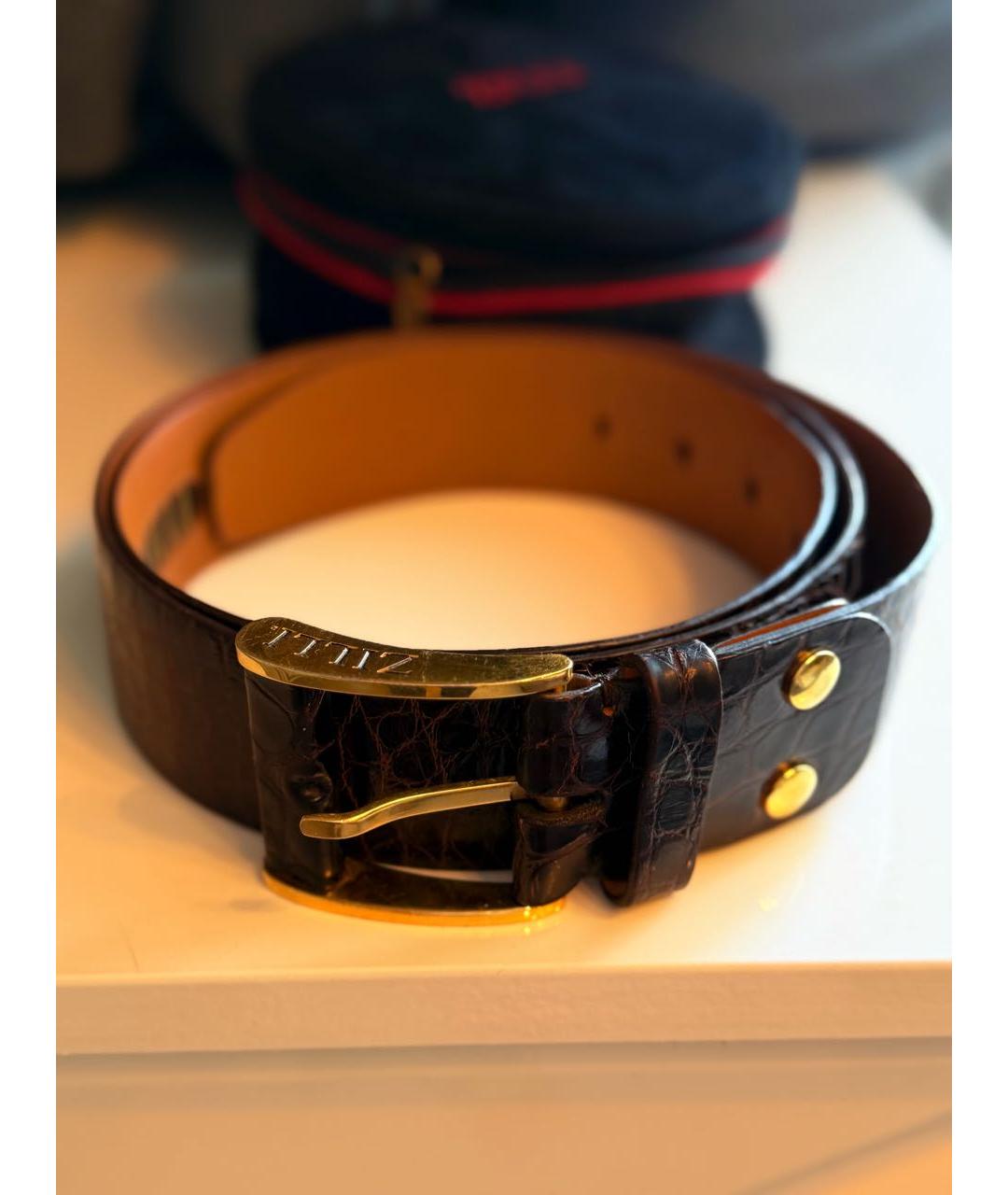 ZILLI Коричневый ремень из экзотической кожи, фото 9