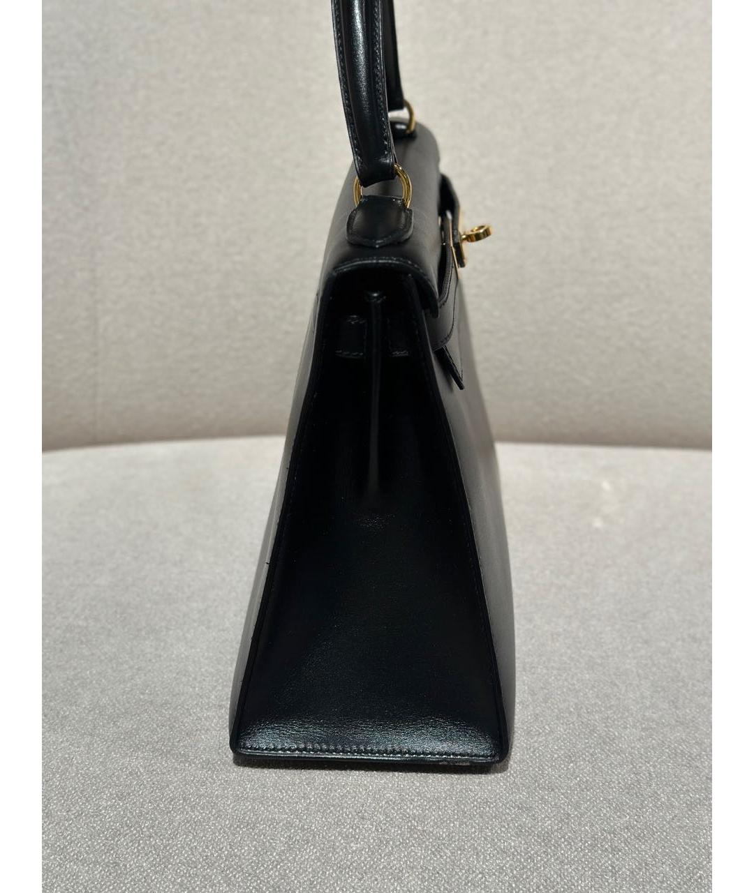HERMES Черная кожаная сумка с короткими ручками, фото 4