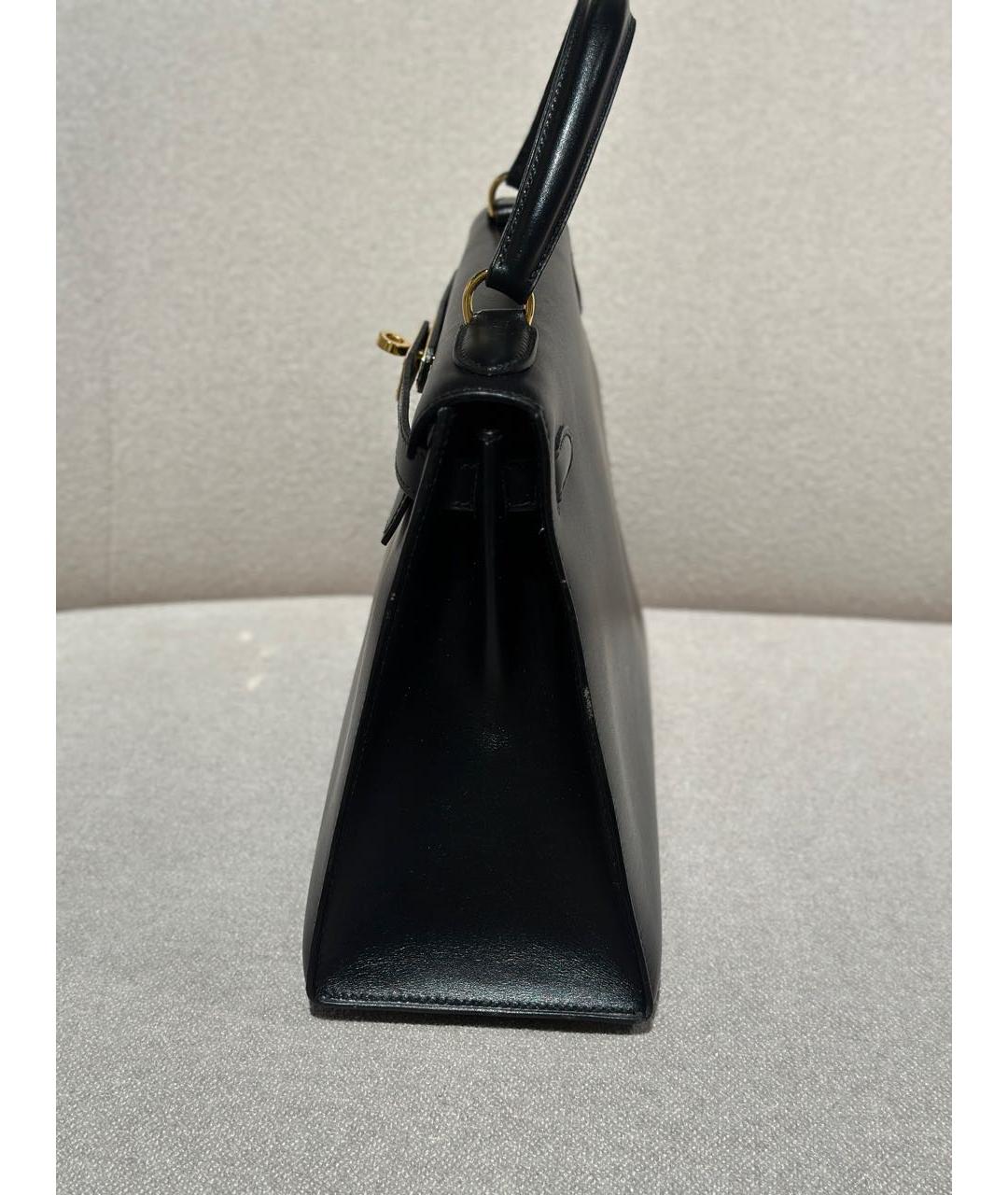 HERMES Черная кожаная сумка с короткими ручками, фото 2