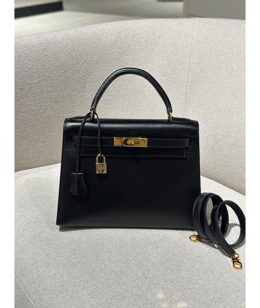 HERMES Черная кожаная сумка с короткими ручками, фото 9