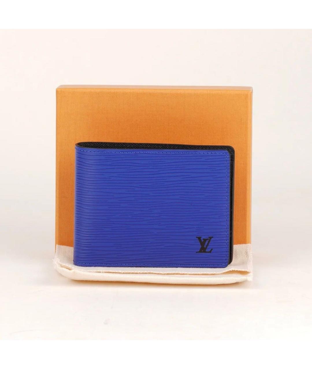 LOUIS VUITTON Синий кожаный кошелек, фото 2