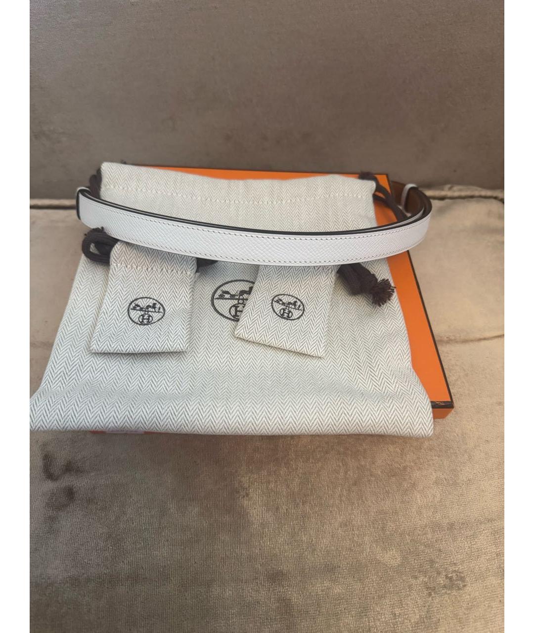 HERMES Белый кожаный ремень, фото 3