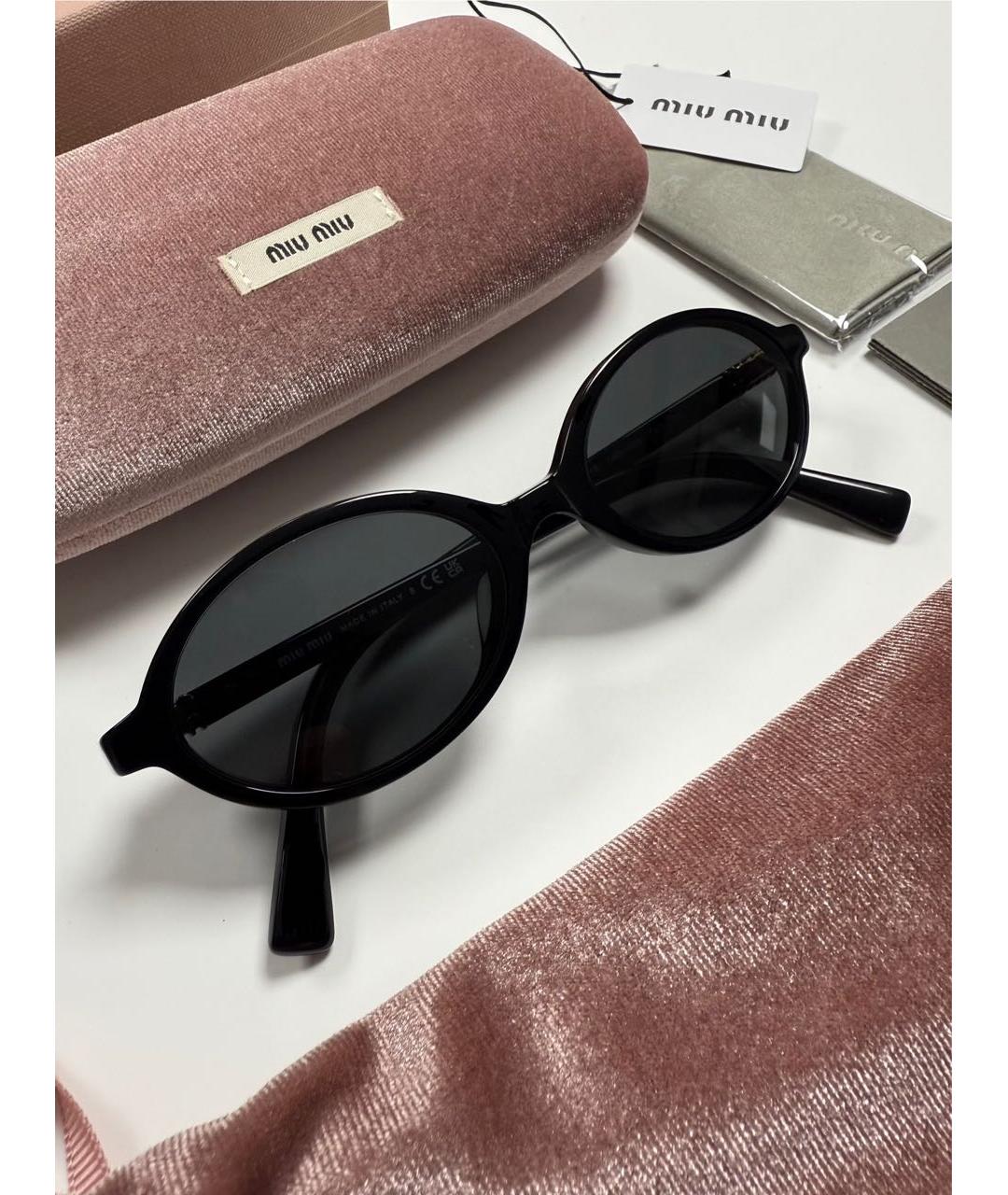 MIU MIU Черные пластиковые солнцезащитные очки, фото 2