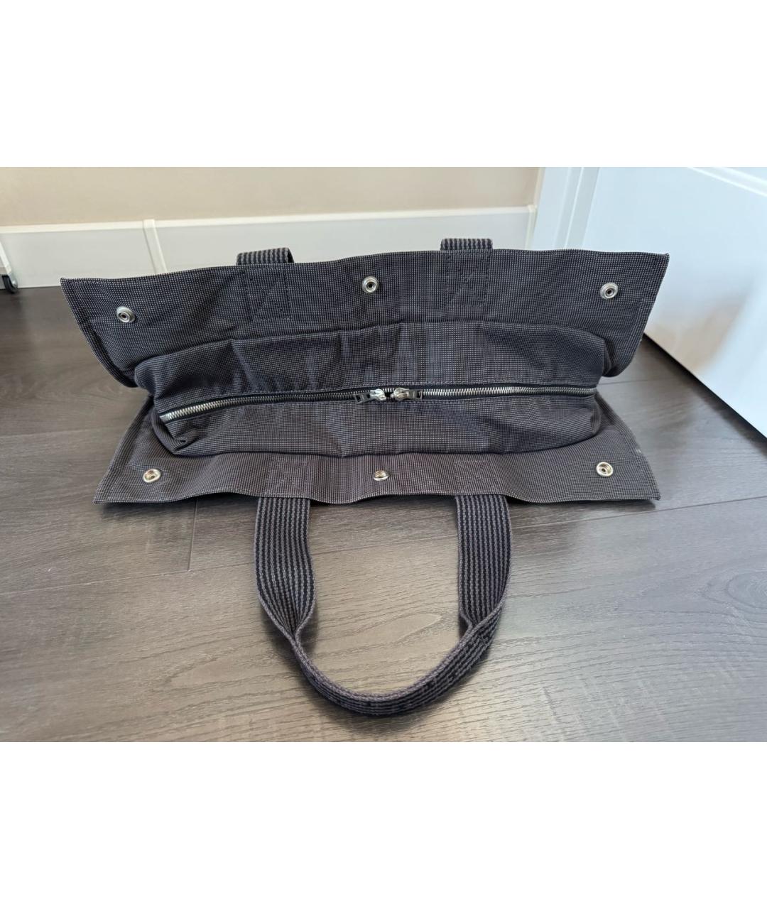 HERMES Антрацитовая тканевая сумка тоут, фото 4