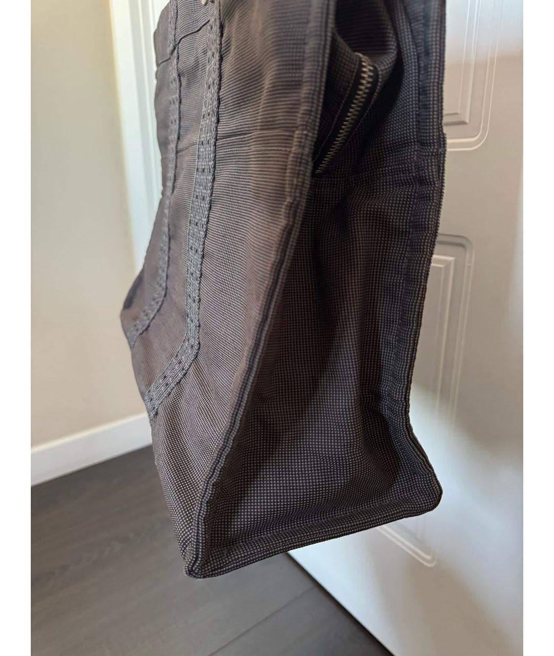 HERMES Антрацитовая тканевая сумка тоут, фото 7