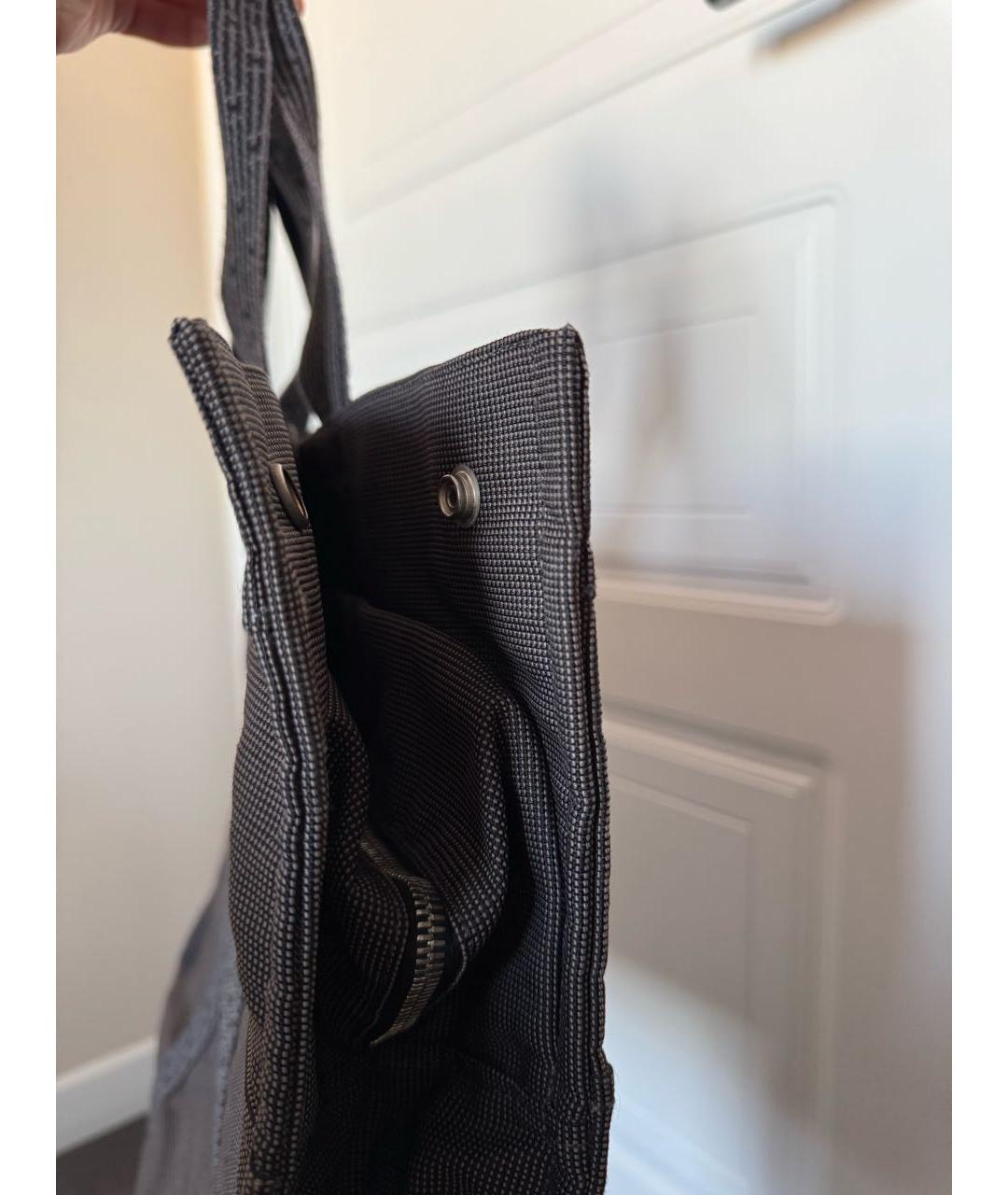 HERMES Антрацитовая тканевая сумка тоут, фото 8
