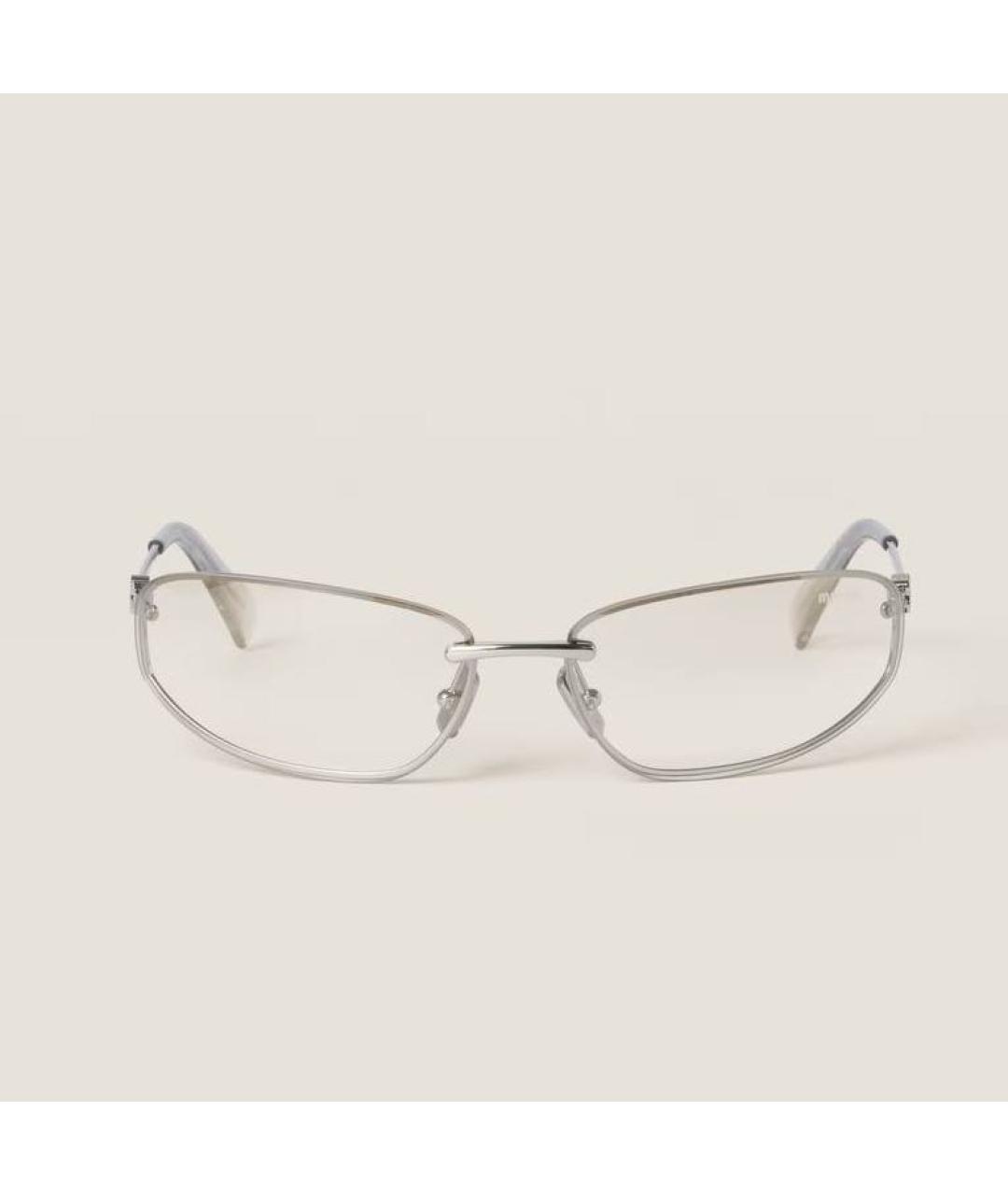 MIU MIU Серебряные металлические солнцезащитные очки, фото 2
