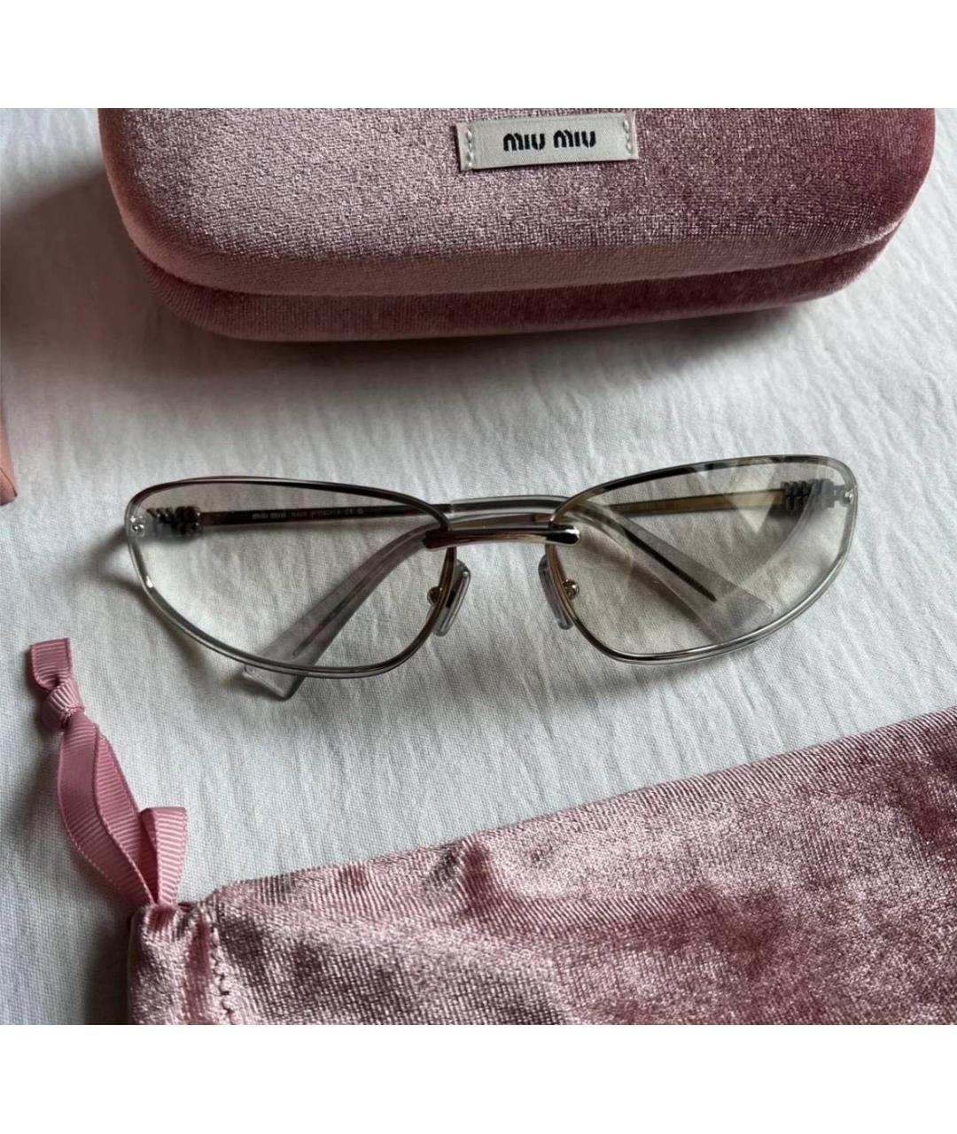 MIU MIU Серебряные металлические солнцезащитные очки, фото 6