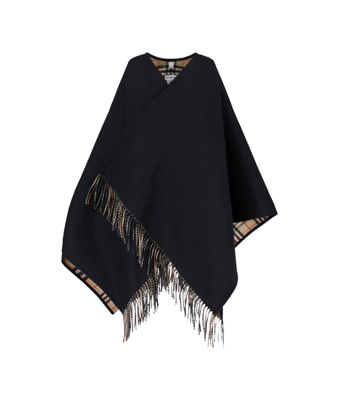 BURBERRY Черный шерстяной шарф, фото 1
