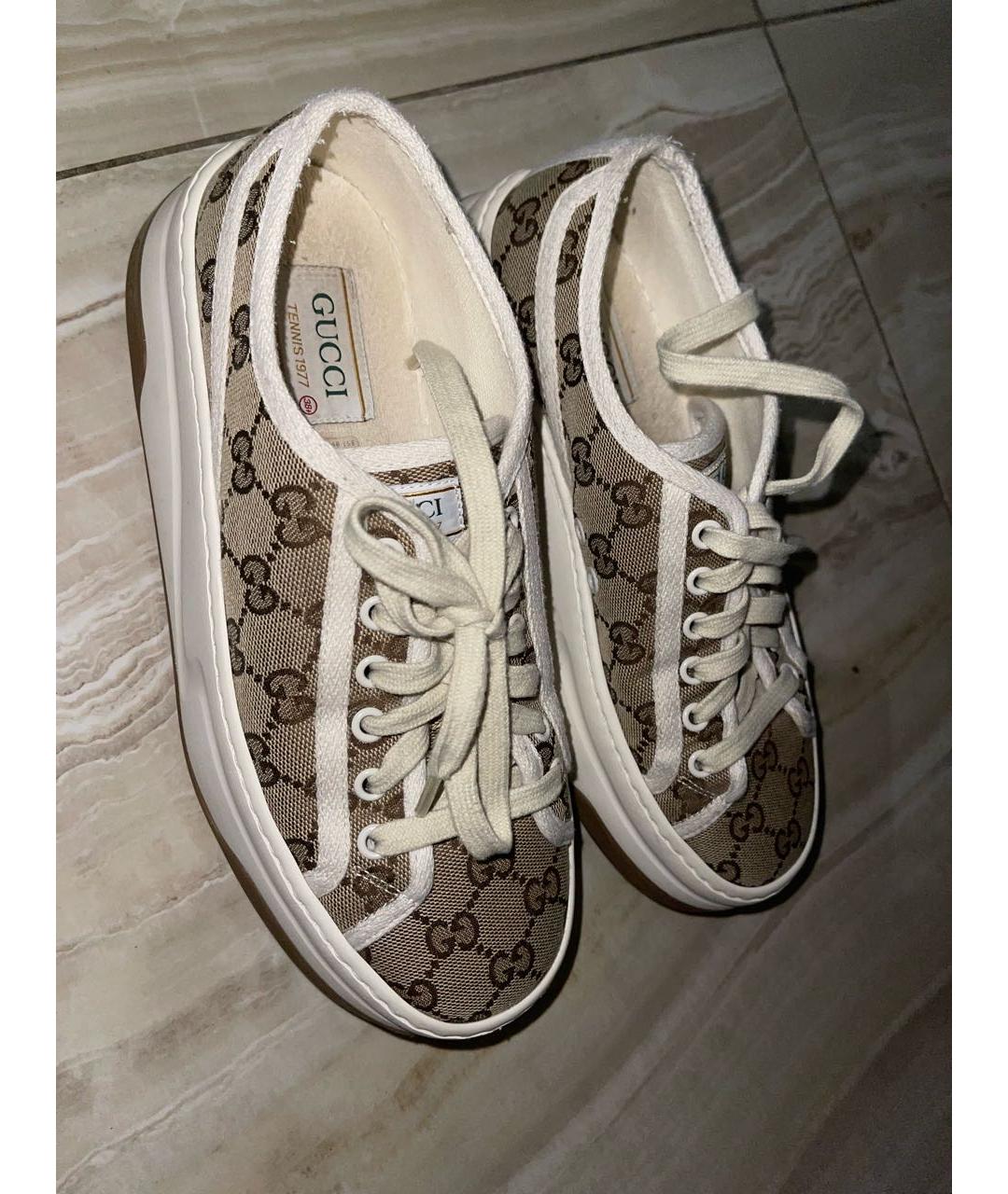 GUCCI Бежевые текстильные кроссовки, фото 2