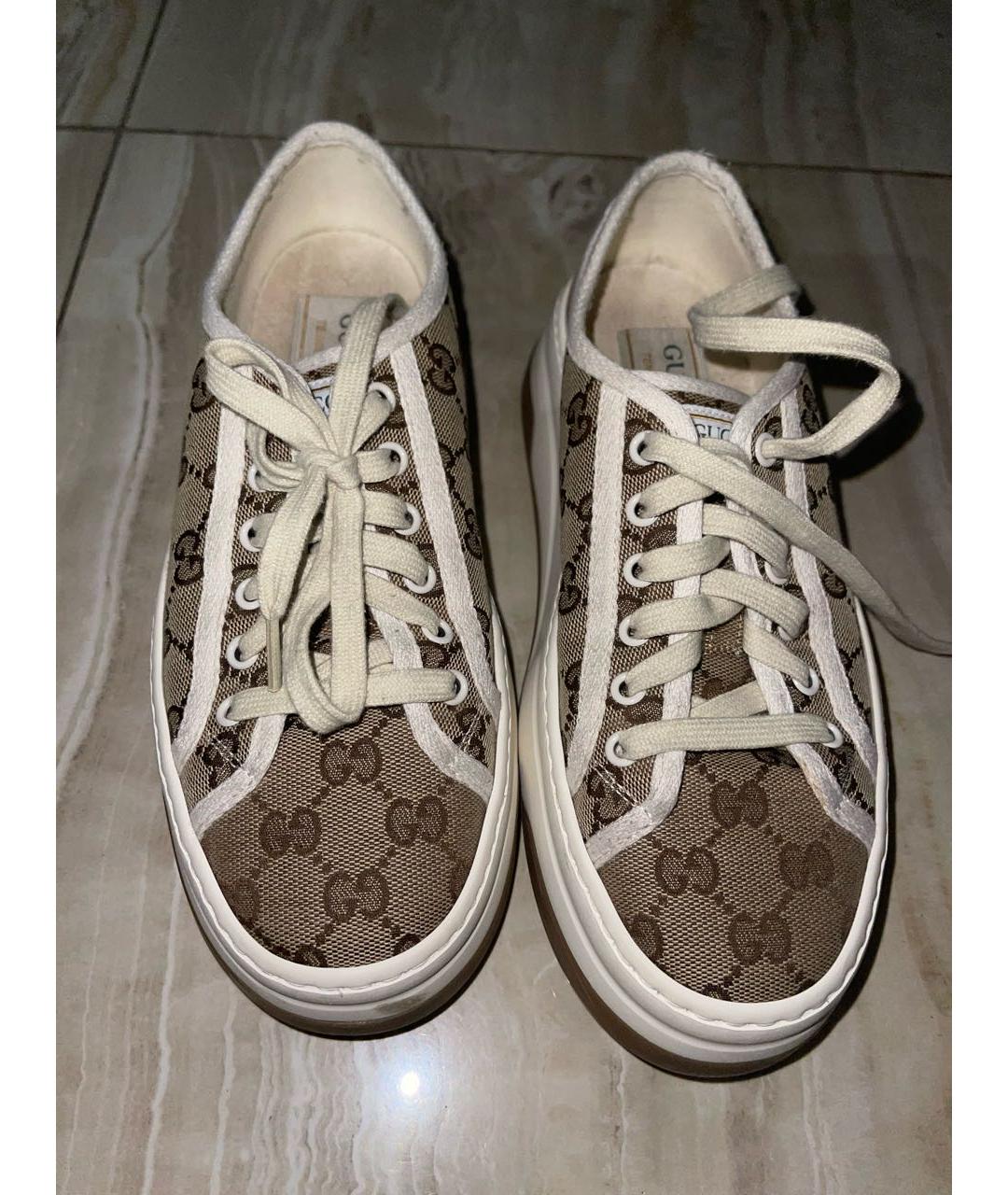 GUCCI Бежевые текстильные кроссовки, фото 3