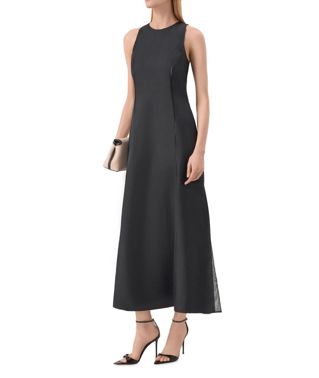 LOULOU DE SAISON Черное шелковое повседневное платье, фото 2