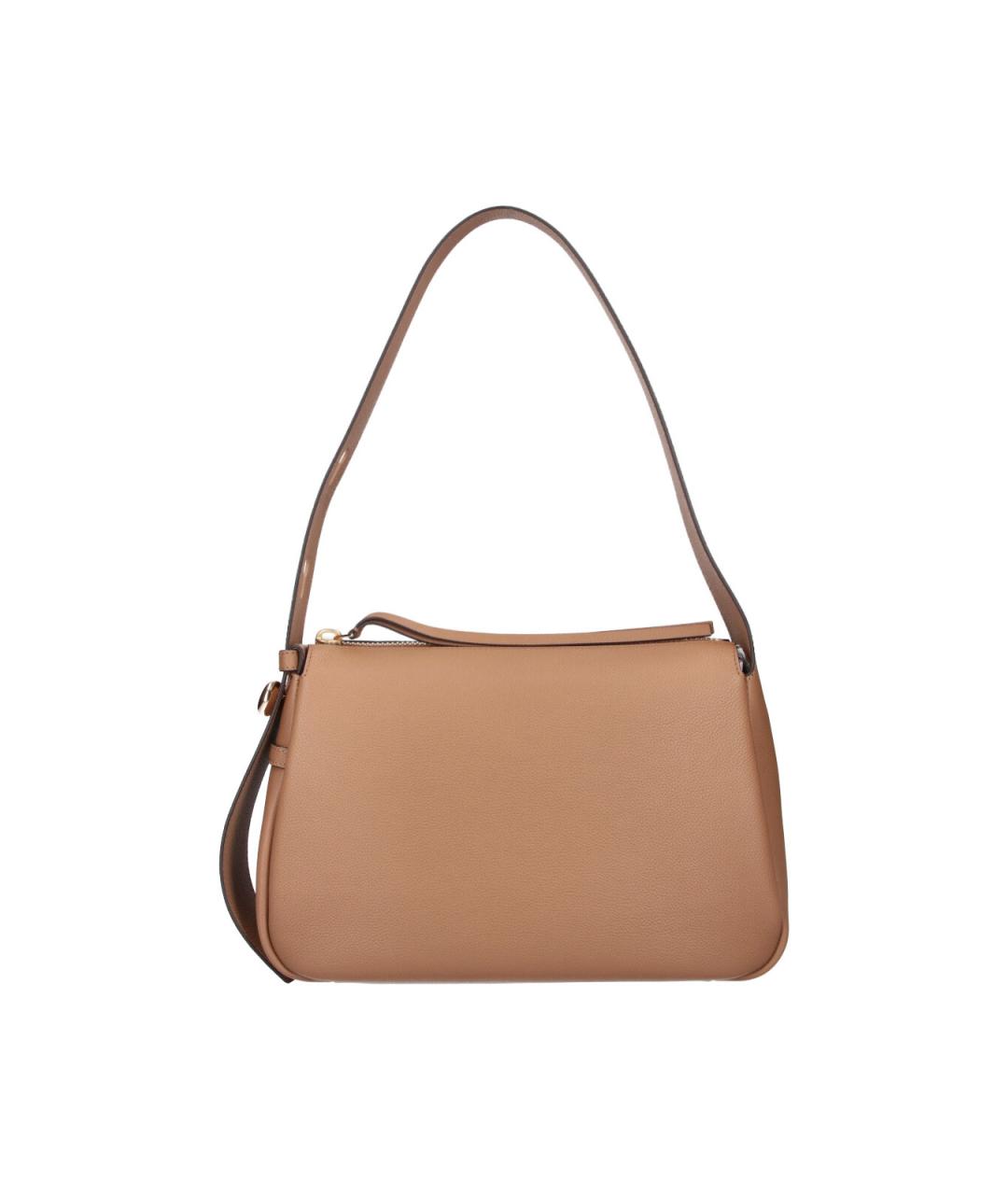 TORY BURCH Бежевая кожаная сумка с короткими ручками, фото 1