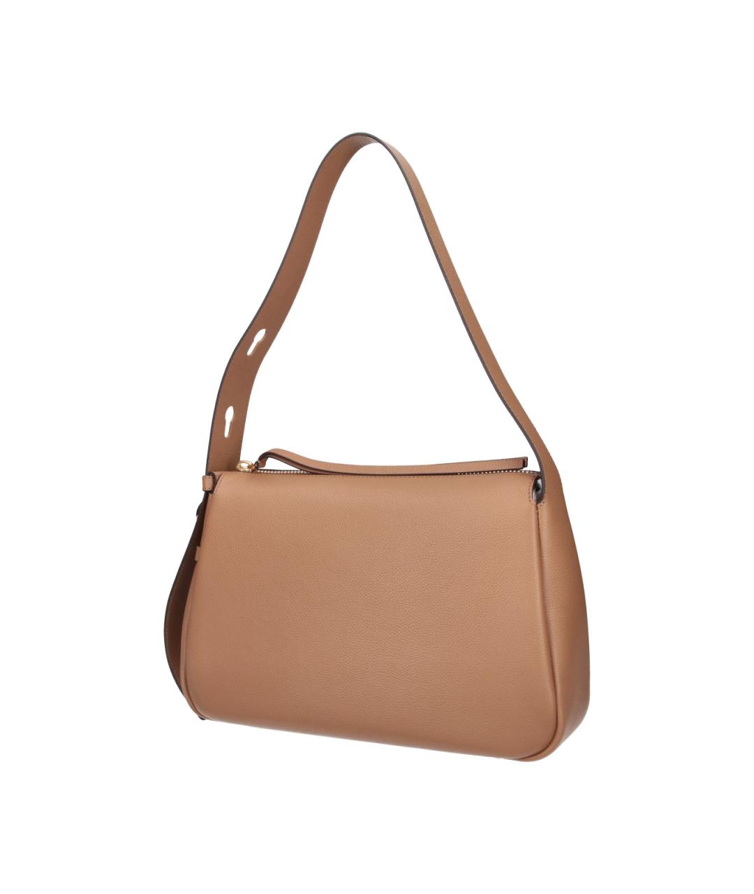 TORY BURCH Бежевая кожаная сумка с короткими ручками, фото 2